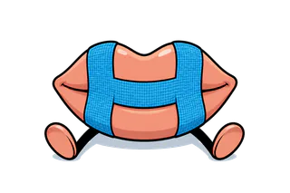 Mascotte mouth-tape.fr : une bouche portant une bande buccale en H